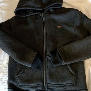 Lucky Brand juniors M hooded zip front sweatshirt dark gray textured